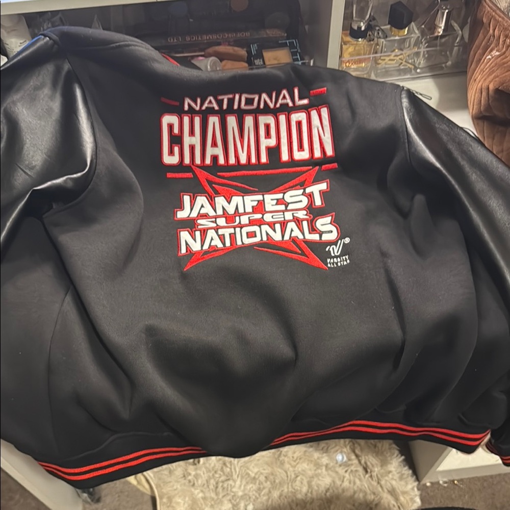 Varsity Black and Red Bomber Jacket National Champion Edition